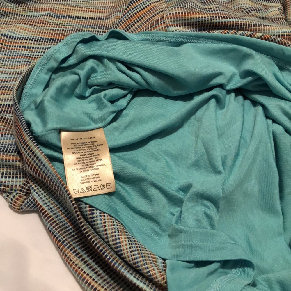 NWTS ANTHROPOLOGIE CHIC COWL NECK BLUE MARLED RUCHED DRESS (LP) - Picture 16 of 17